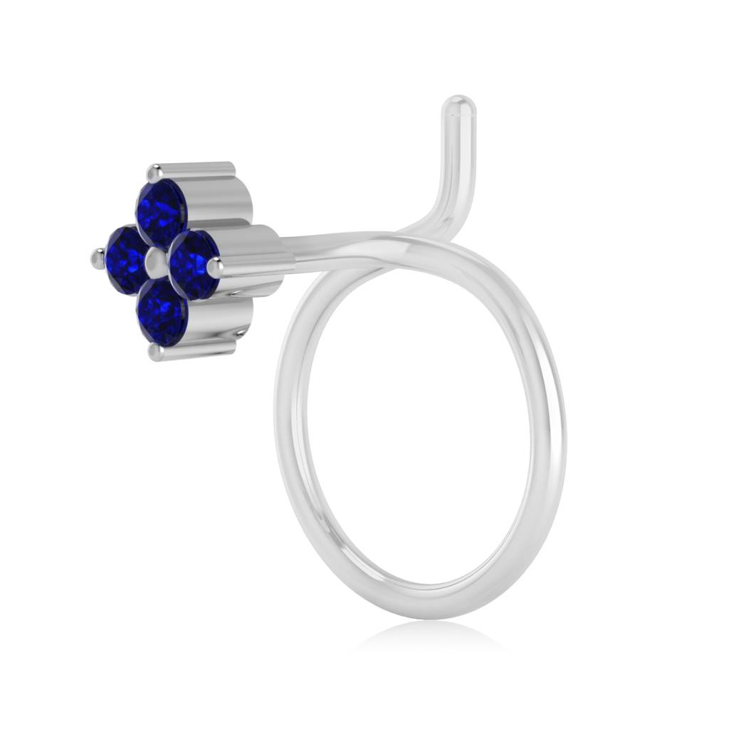 The Ziva Blue Sapphire Nose Pin : NS-0003YGBS
