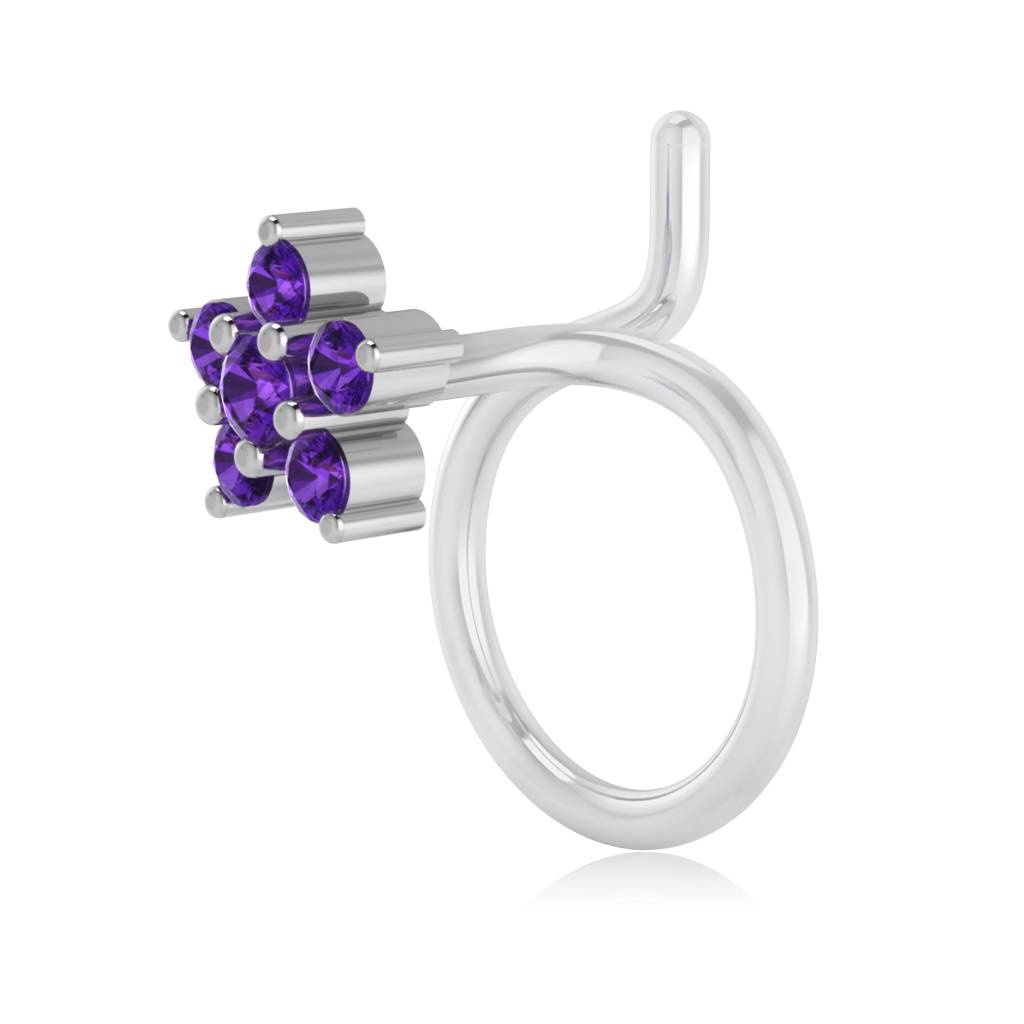 The Flora Amethyst Nose Pin : NS-0007YGA