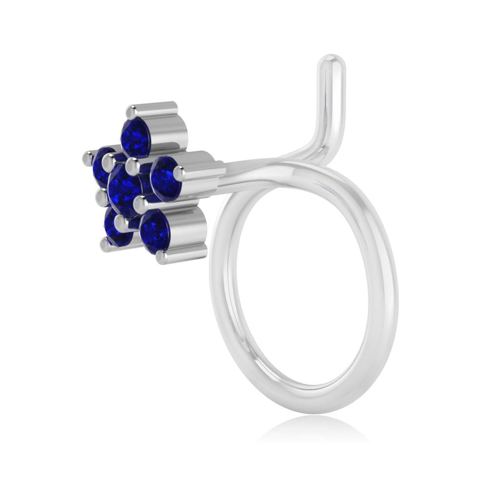 The Flora Blue Sapphire Nose Pin : NS-0007YGBS