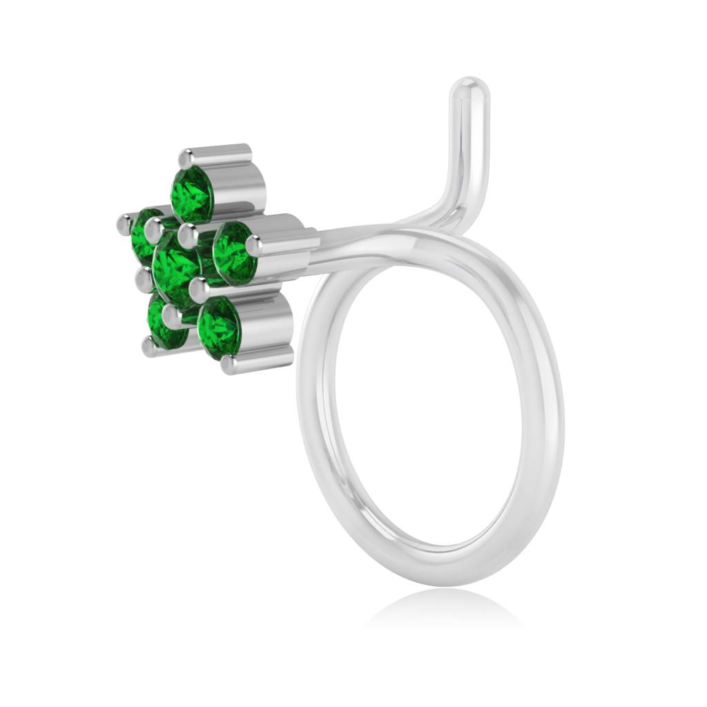 The Flora Emerald Nose Pin : NS-0007YGE