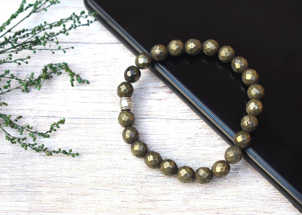 Natural Pyrite Healing Gemstone Bracelet : PYRITE-BRACELET