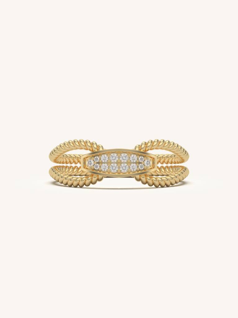 Corded Beauty Band Ring 925 Sterling Silver 18Kt Gold Vermeil Jewellery For Women : QA106001Y12