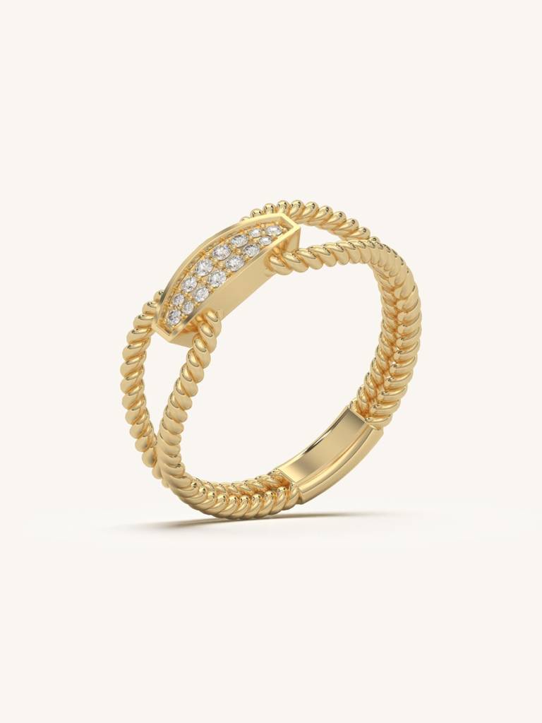 Corded Beauty Band Ring 925 Sterling Silver 18Kt Gold Vermeil Jewellery For Women : QA106001Y15