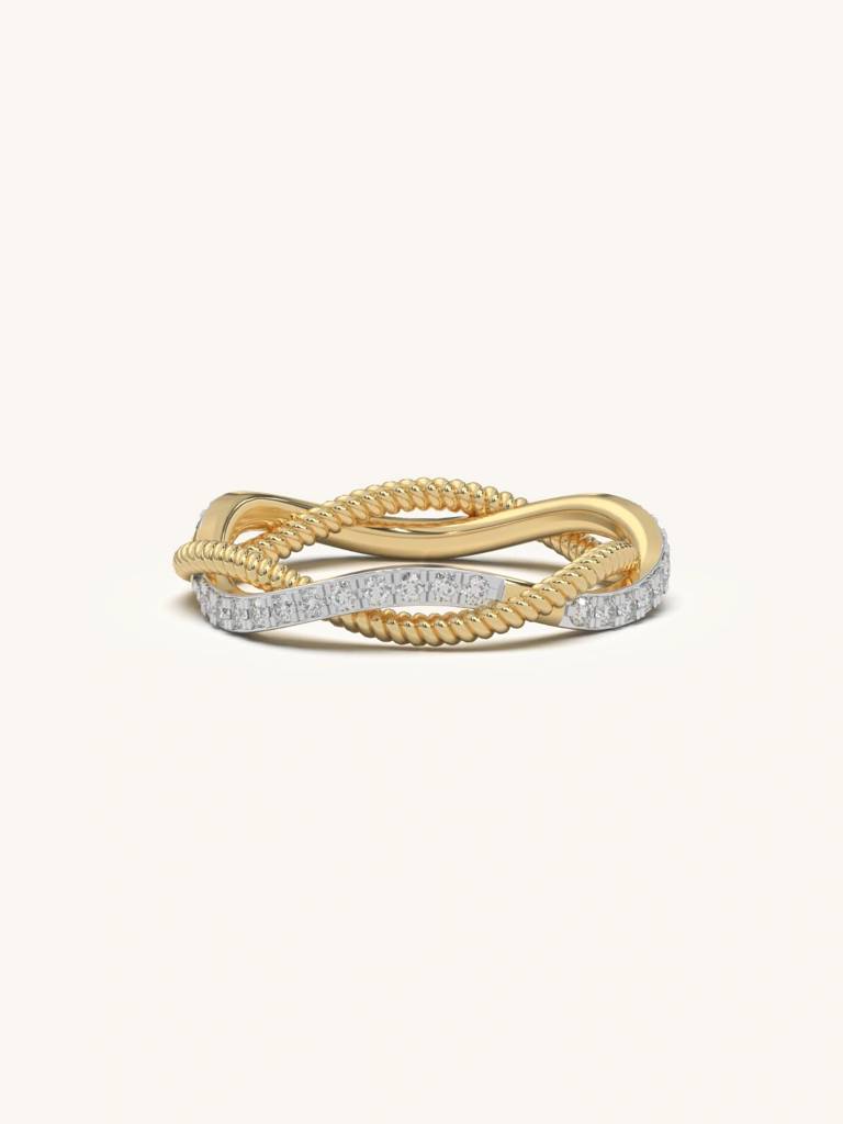 Twisted Spark Band Ring 925 Sterling Silver 18Kt Gold Vermeil Jewellery For Women : QA106005Y12
