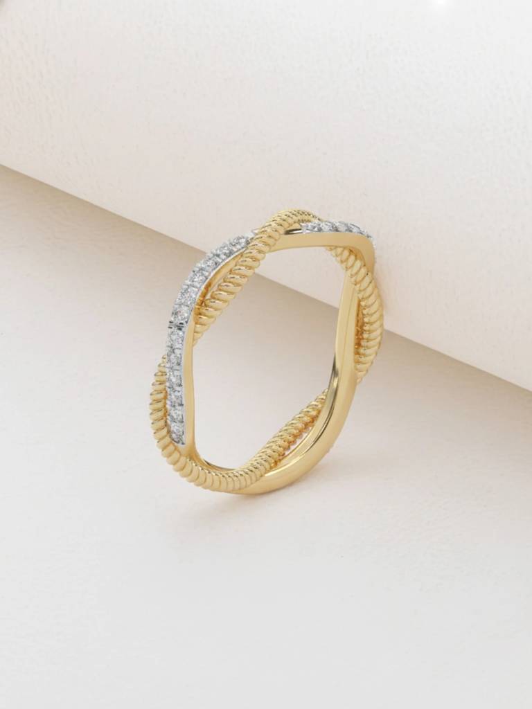Twisted Spark Band Ring 925 Sterling Silver 18Kt Gold Vermeil Jewellery For Women : QA106005Y14