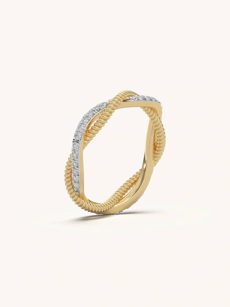 Twisted Spark Band Ring 925 Sterling Silver 18Kt Gold Vermeil Jewellery For Women : QA106005Y14