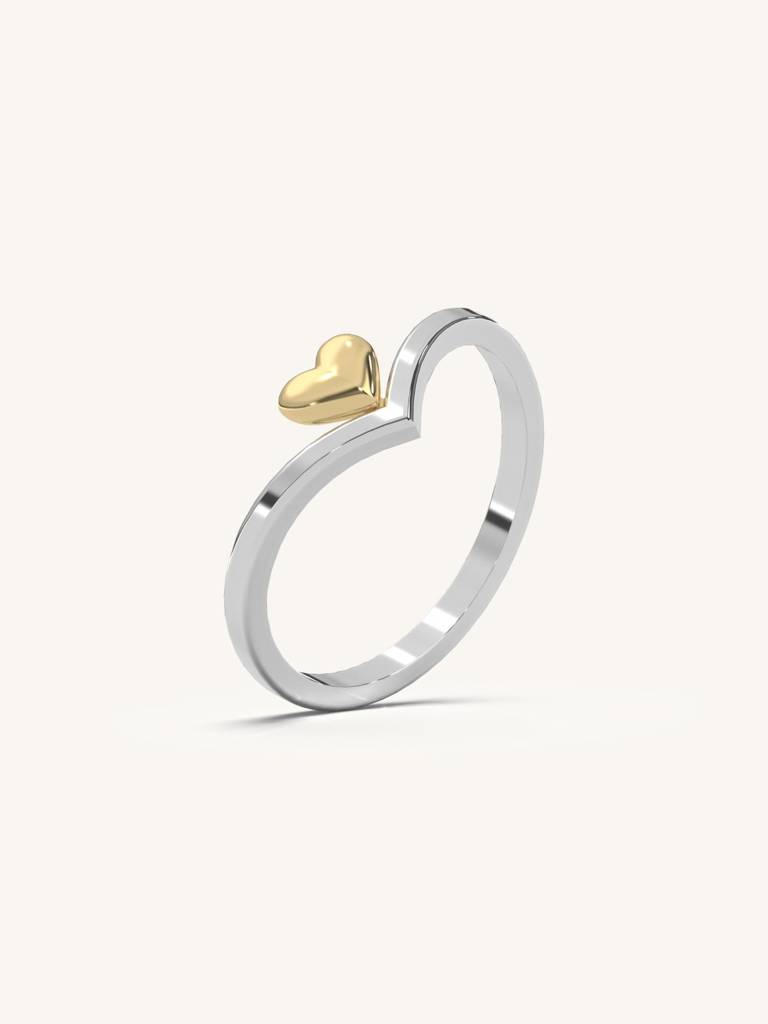 Heart Promise Band Ring 925 Sterling Silver 18Kt Gold Vermeil Jewellery For Women : QA108002Y13