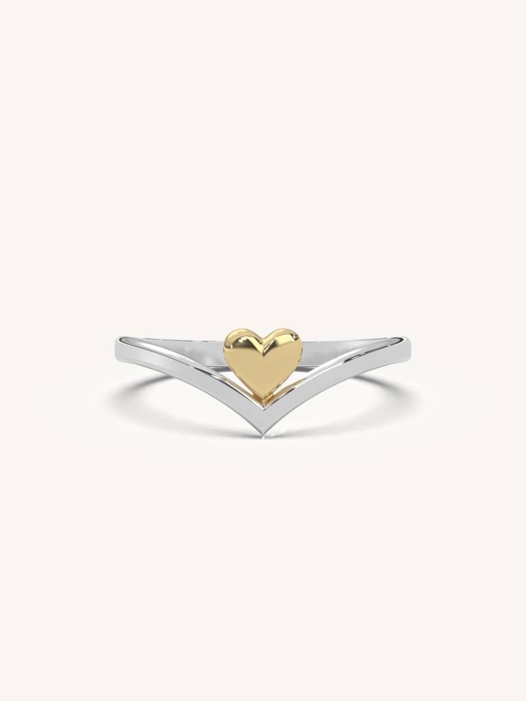 Heart Promise Band Ring 925 Sterling Silver 18Kt Gold Vermeil Jewellery For Women : QA108002Y14