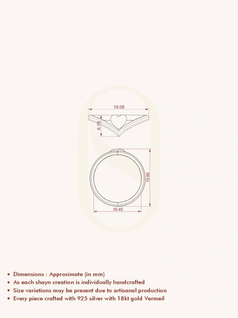 Heart Promise Band Ring 925 Sterling Silver 18Kt Gold Vermeil Jewellery For Women : QA108002Y14