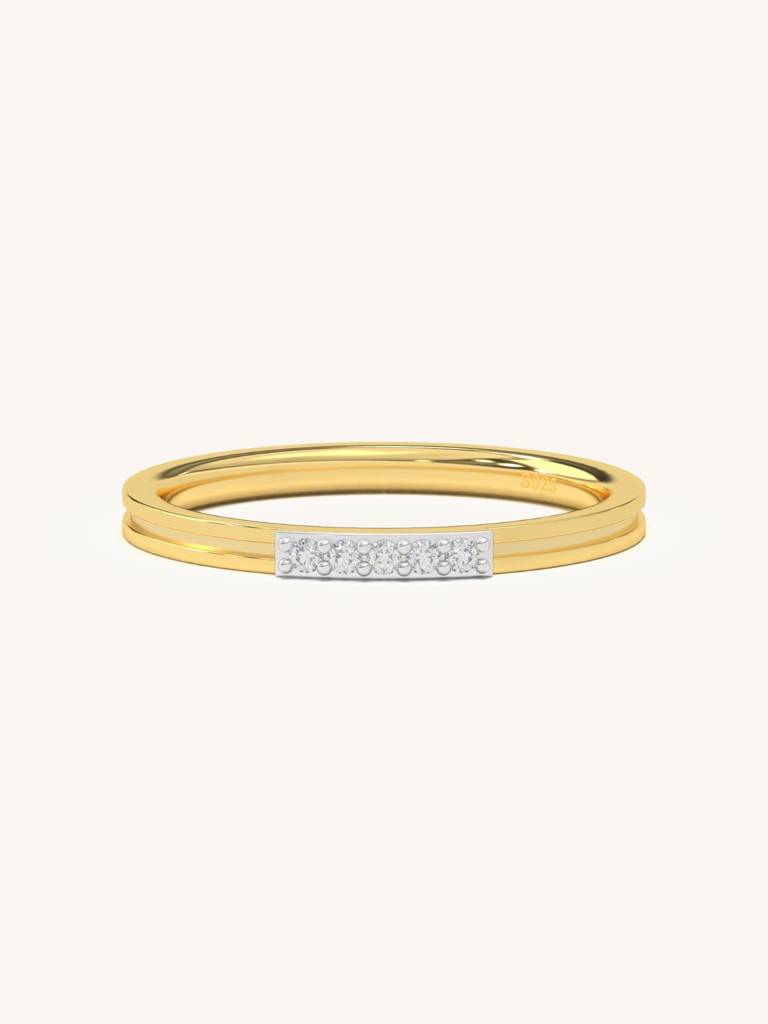 Double Layer Band Ring 925 Sterling Silver 18Kt Gold Vermeil Jewellery For Women : QA109002Y12