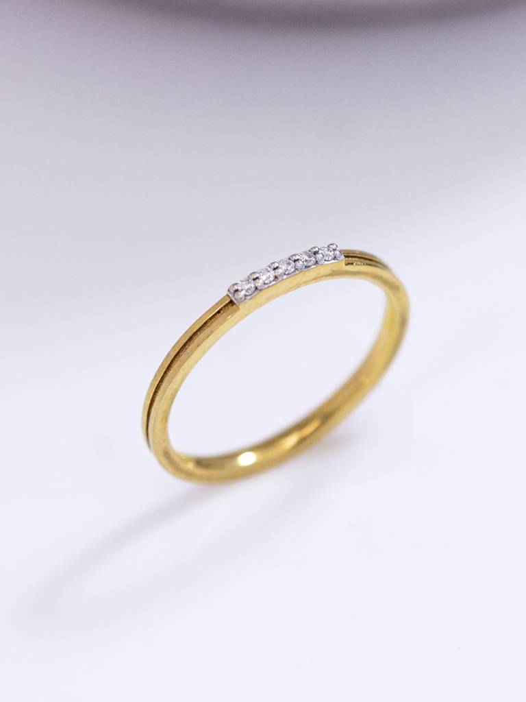 Double Layer Band Ring 925 Sterling Silver 18Kt Gold Vermeil Jewellery For Women : QA109002Y13