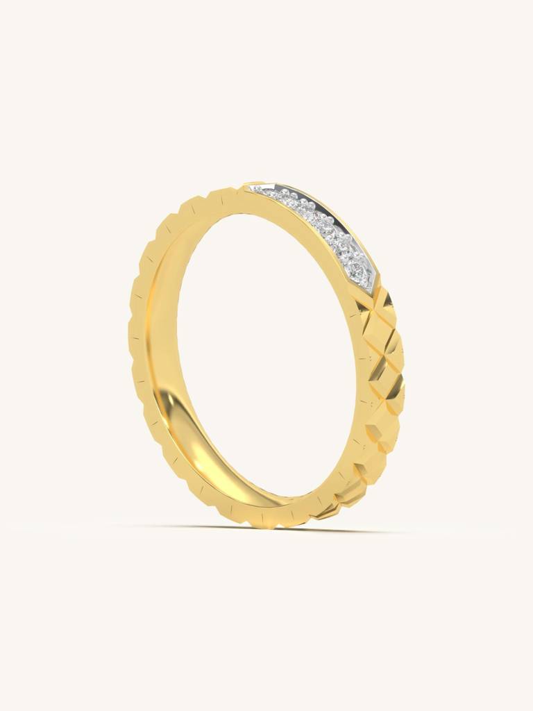Textured Shine Band Ring 925 Sterling Silver 18Kt Gold Vermeil Jewellery For Women : QA109005Y15