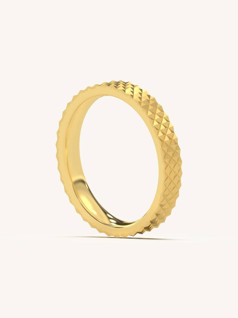 Pyramid Edge Band Ring 925 Sterling Silver 18Kt Gold Vermeil Jewellery For Women : QA109010Y12