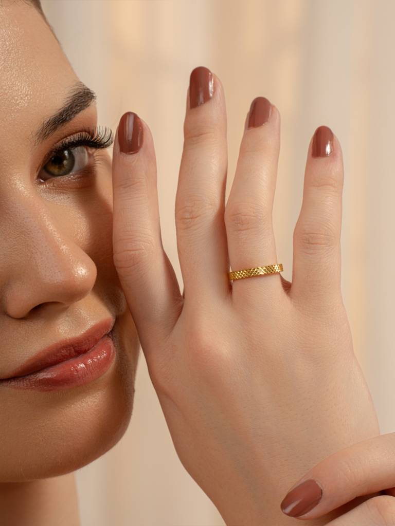 Pyramid Edge Band Ring 925 Sterling Silver 18Kt Gold Vermeil Jewellery For Women : QA109010Y13