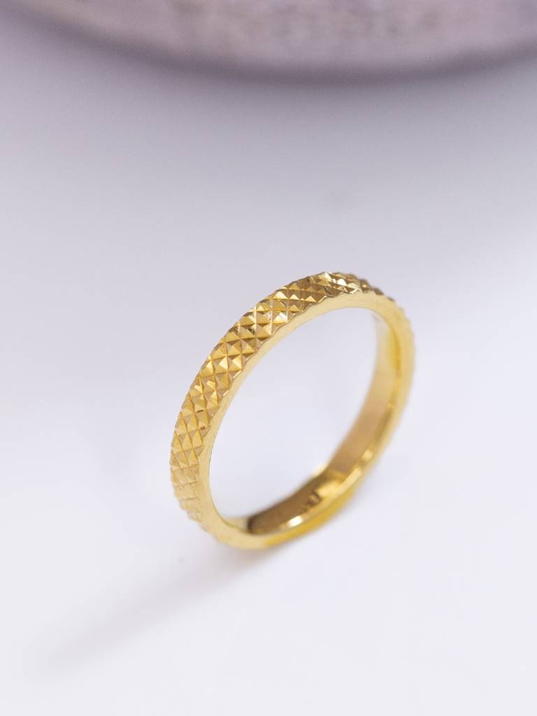Pyramid Edge Band Ring 925 Sterling Silver 18Kt Gold Vermeil Jewellery For Women : QA109010Y14
