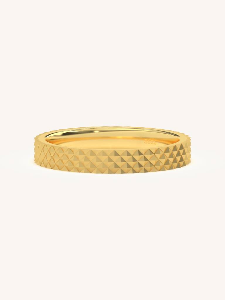 Pyramid Edge Band Ring 925 Sterling Silver 18Kt Gold Vermeil Jewellery For Women : QA109010Y15