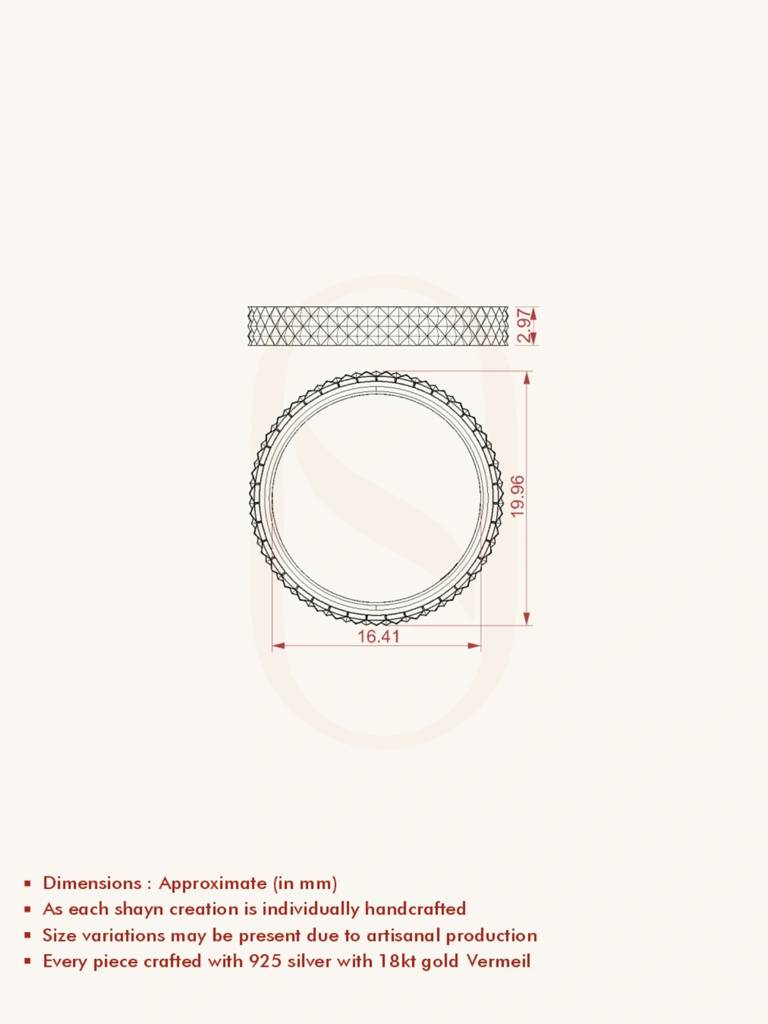 Pyramid Edge Band Ring 925 Sterling Silver 18Kt Gold Vermeil Jewellery For Women : QA109010Y15
