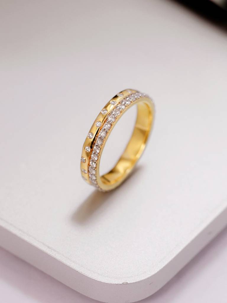 Double Layer Band Ring 925 Sterling Silver 18Kt Gold Vermeil Jewellery For Women : QA110005Y12