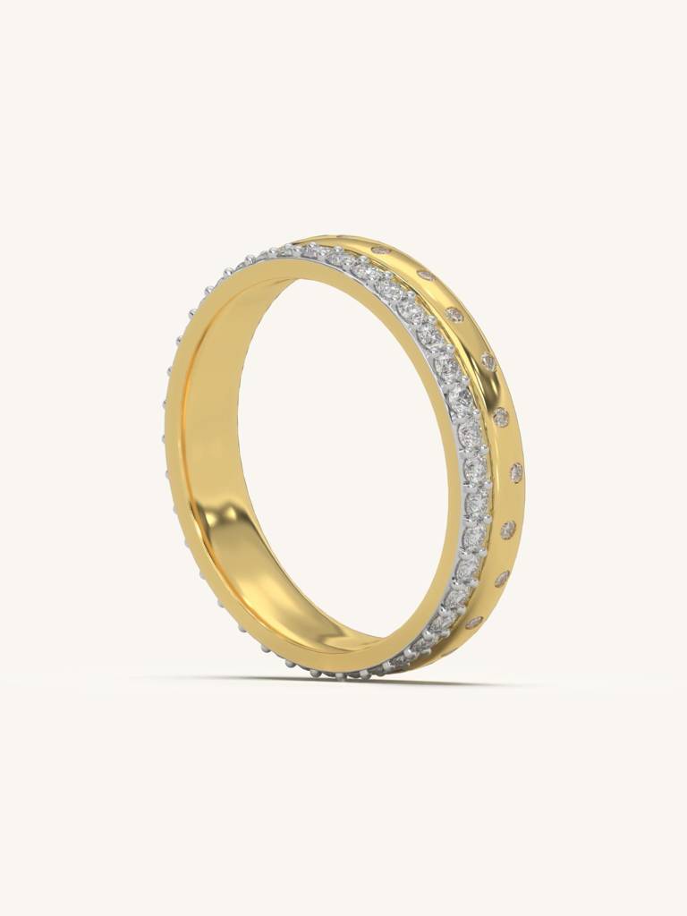 Double Layer Band Ring 925 Sterling Silver 18Kt Gold Vermeil Jewellery For Women : QA110005Y14