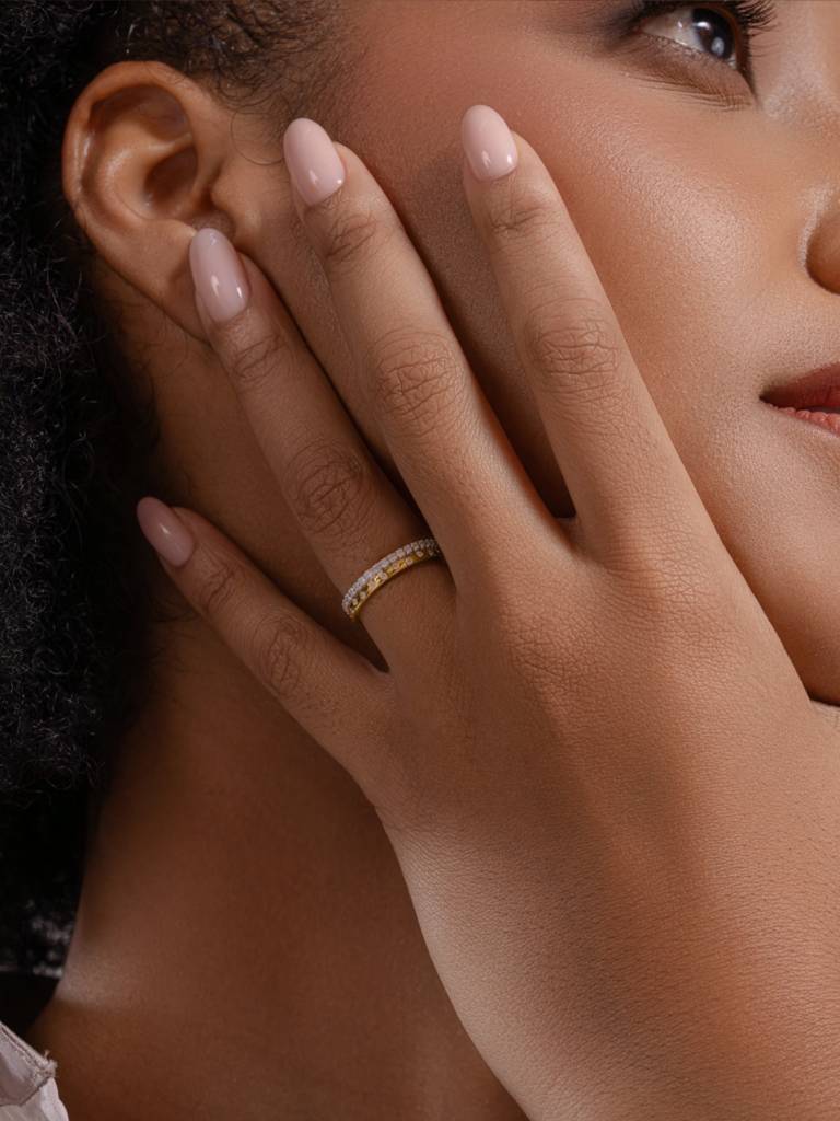 Double Layer Band Ring 925 Sterling Silver 18Kt Gold Vermeil Jewellery For Women : QA110005Y16