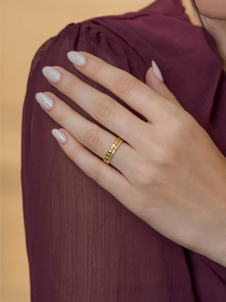 Ascendant Ceramic Band Ring 925 Sterling Silver 18Kt Gold Vermeil Jewellery For Women : QA112003Y12