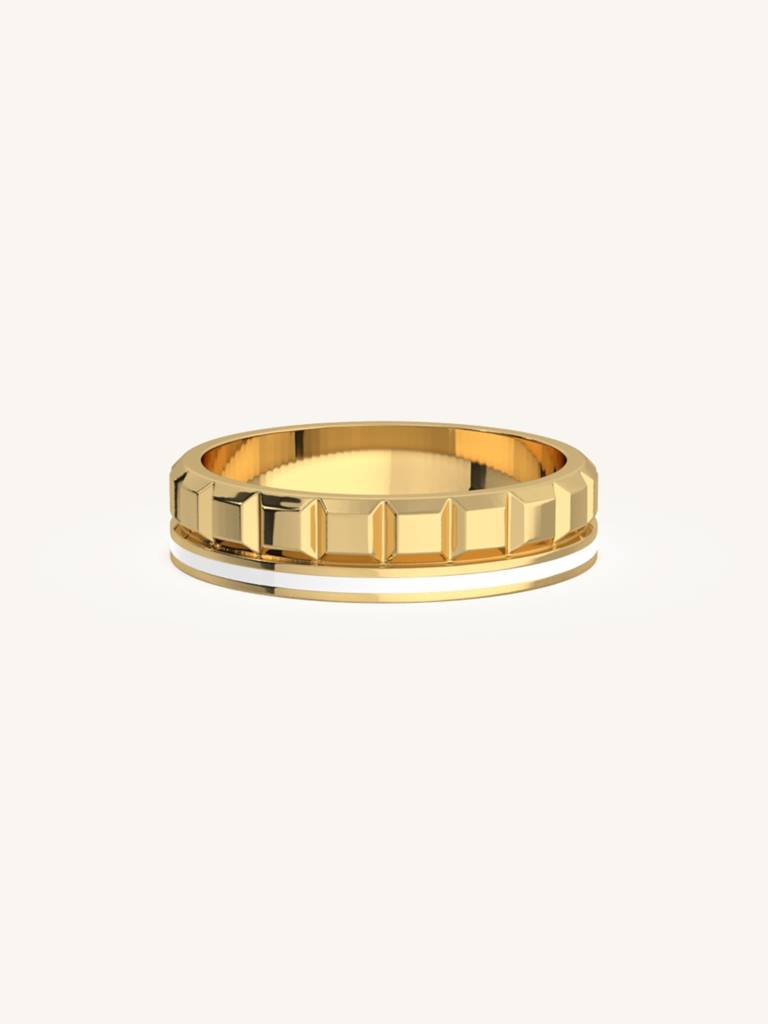Ascendant Ceramic Band Ring 925 Sterling Silver 18Kt Gold Vermeil Jewellery For Women : QA112003Y12