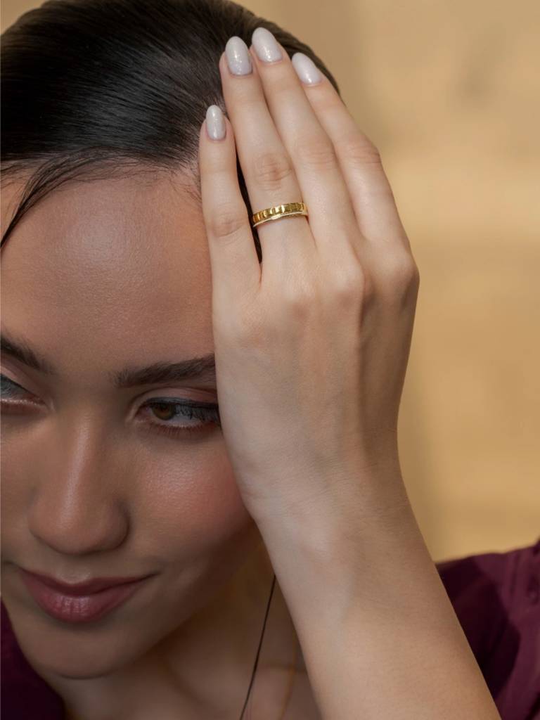 Ascendant Ceramic Band Ring 925 Sterling Silver 18Kt Gold Vermeil Jewellery For Women : QA112003Y12