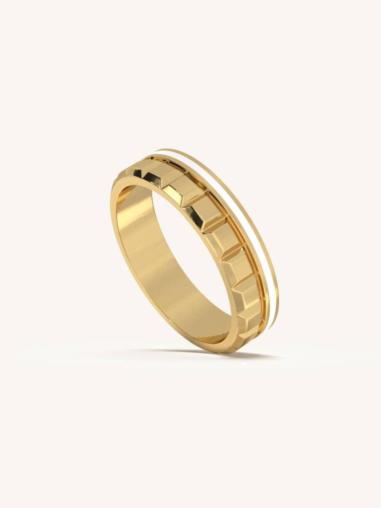 Ascendant Ceramic Band Ring 925 Sterling Silver 18Kt Gold Vermeil Jewellery For Women : QA112003Y12