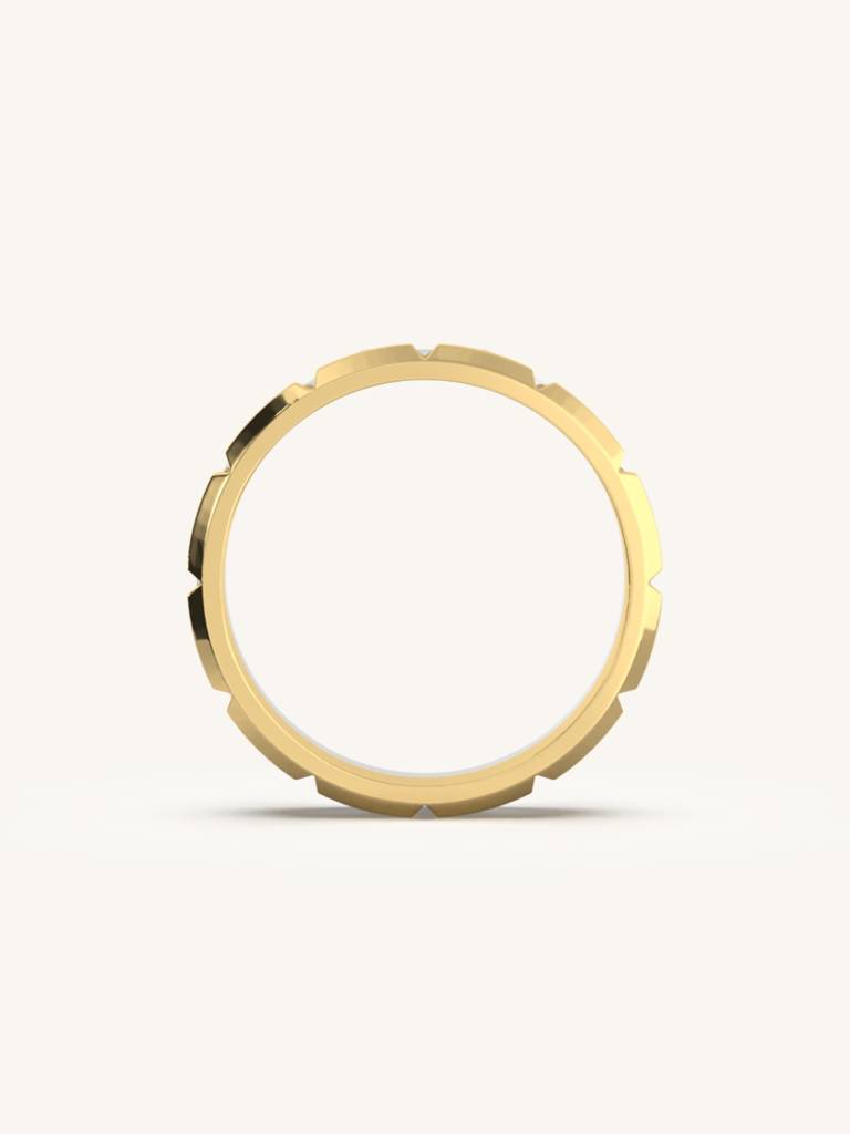 Celestial Two-Tone Band Ring 925 Sterling Silver 18Kt Gold Vermeil Jewellery For Women : QA112004Y13