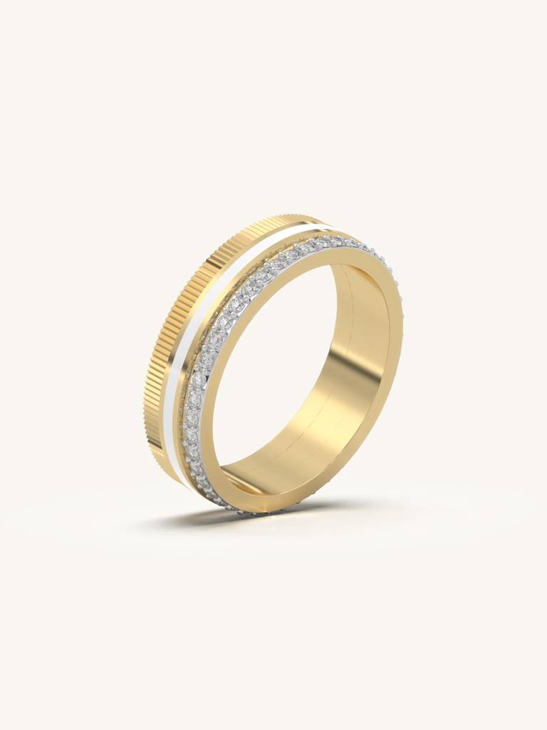 Enamel Spark Band Ring 925 Sterling Silver 18Kt Gold Vermeil Jewellery For Women : QA112009Y12