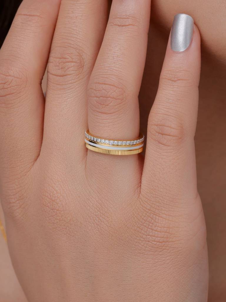 Enamel Spark Band Ring 925 Sterling Silver 18Kt Gold Vermeil Jewellery For Women : QA112009Y16