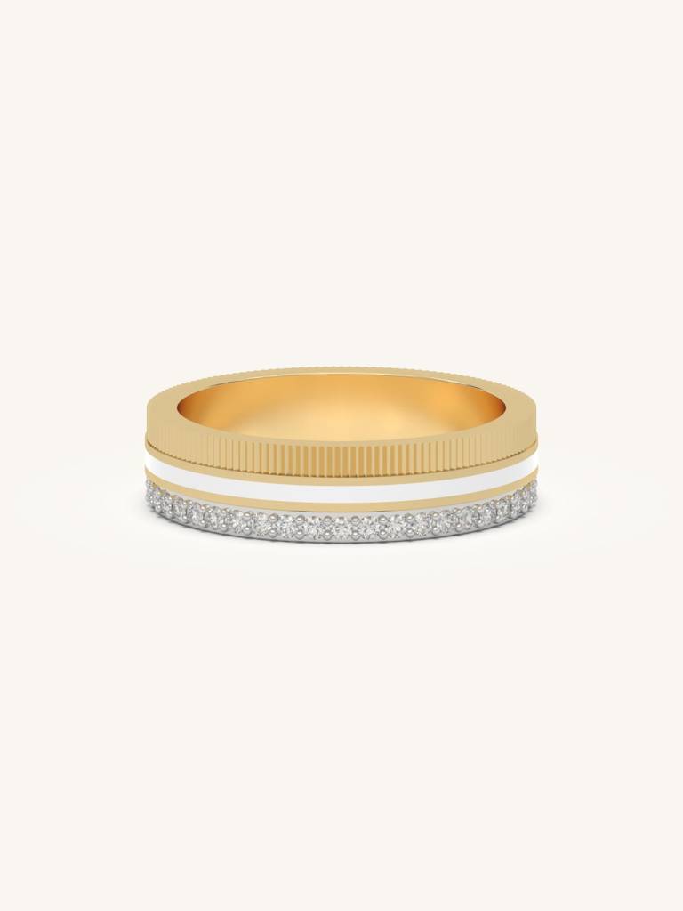 Enamel Spark Band Ring 925 Sterling Silver 18Kt Gold Vermeil Jewellery For Women : QA112009Y16