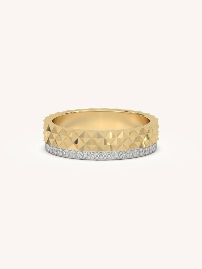 Pyramid Edge Band Ring 925 Sterling Silver 18Kt Gold Vermeil Jewellery For Women : QA112013Y12