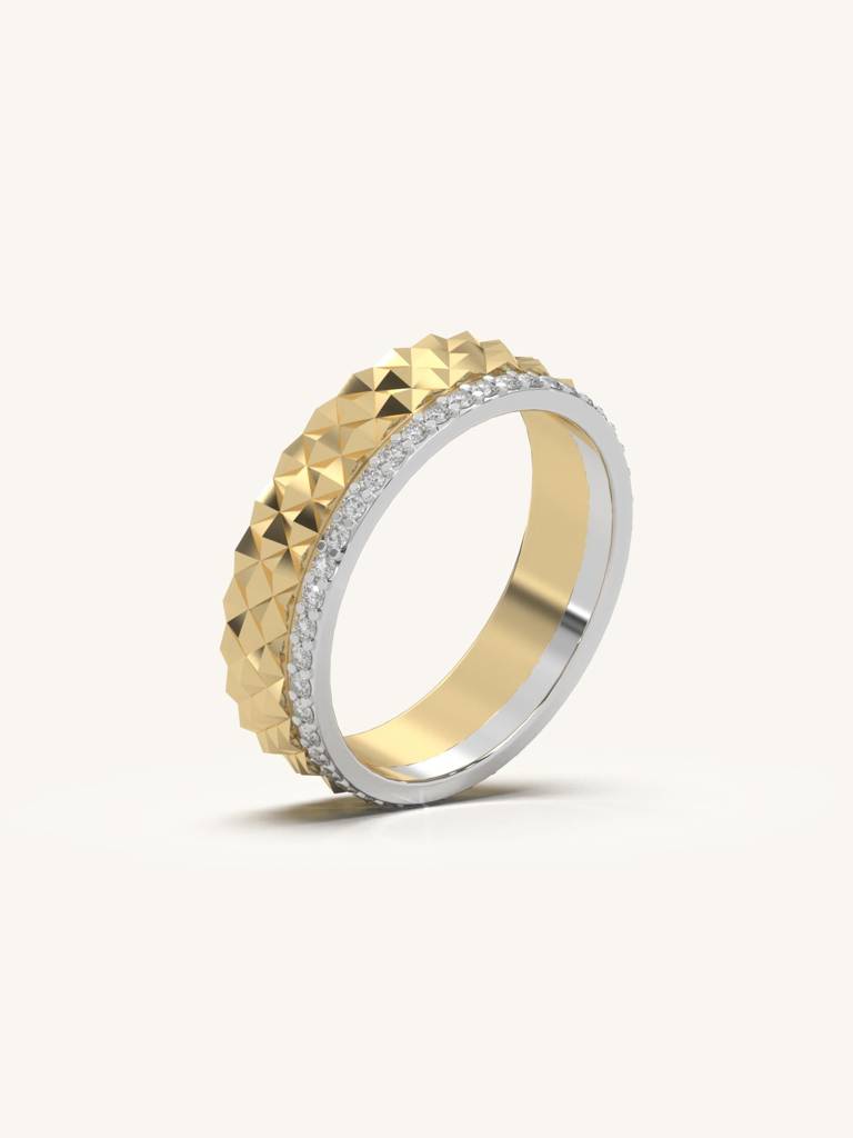 Pyramid Edge Band Ring 925 Sterling Silver 18Kt Gold Vermeil Jewellery For Women : QA112013Y12