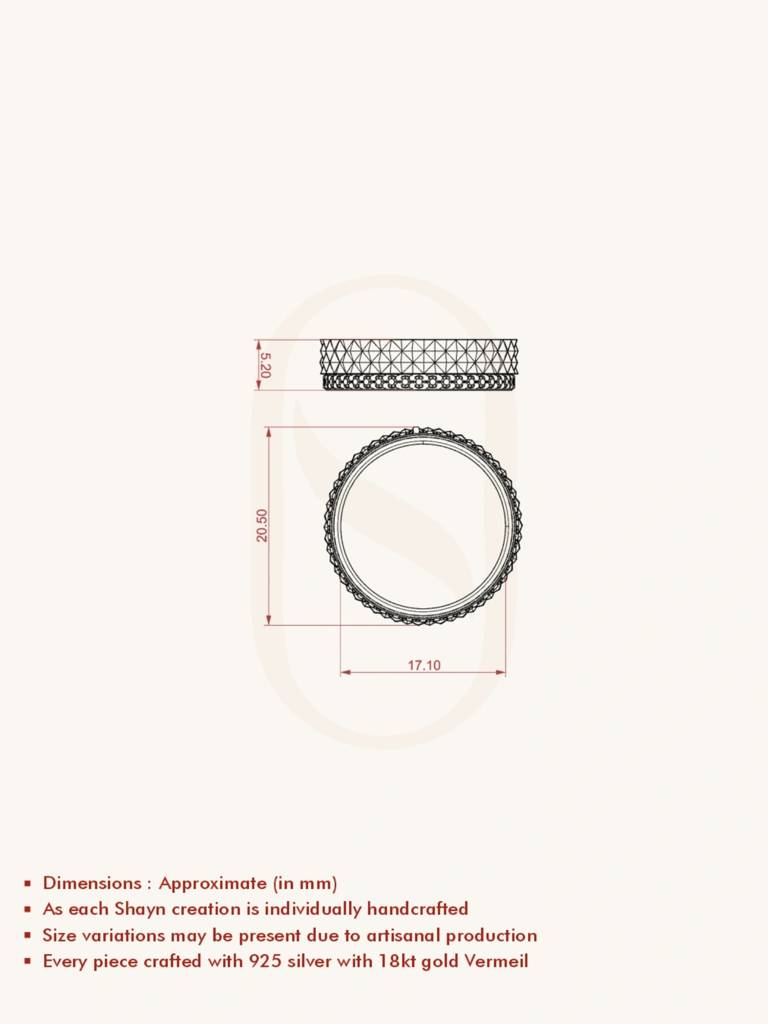 Pyramid Edge Band Ring 925 Sterling Silver 18Kt Gold Vermeil Jewellery For Women : QA112013Y12