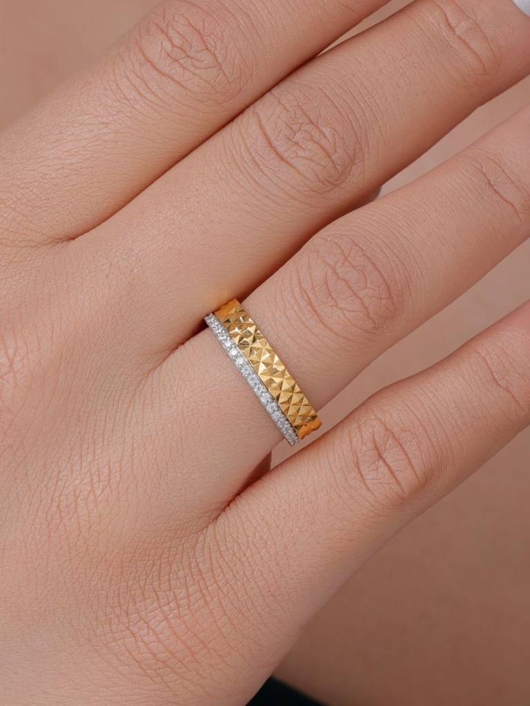 Pyramid Edge Band Ring 925 Sterling Silver 18Kt Gold Vermeil Jewellery For Women : QA112013Y15
