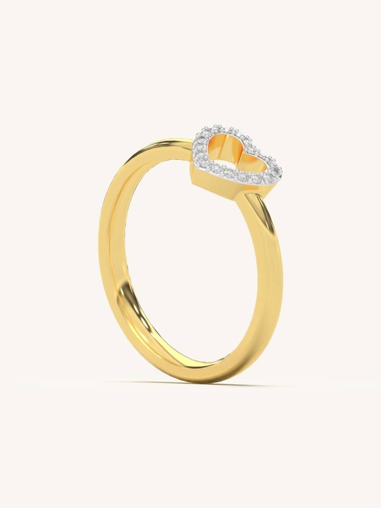 Open Heart Band Ring 925 Sterling Silver 18Kt Gold Vermeil Jewellery For Women : QA113003Y12