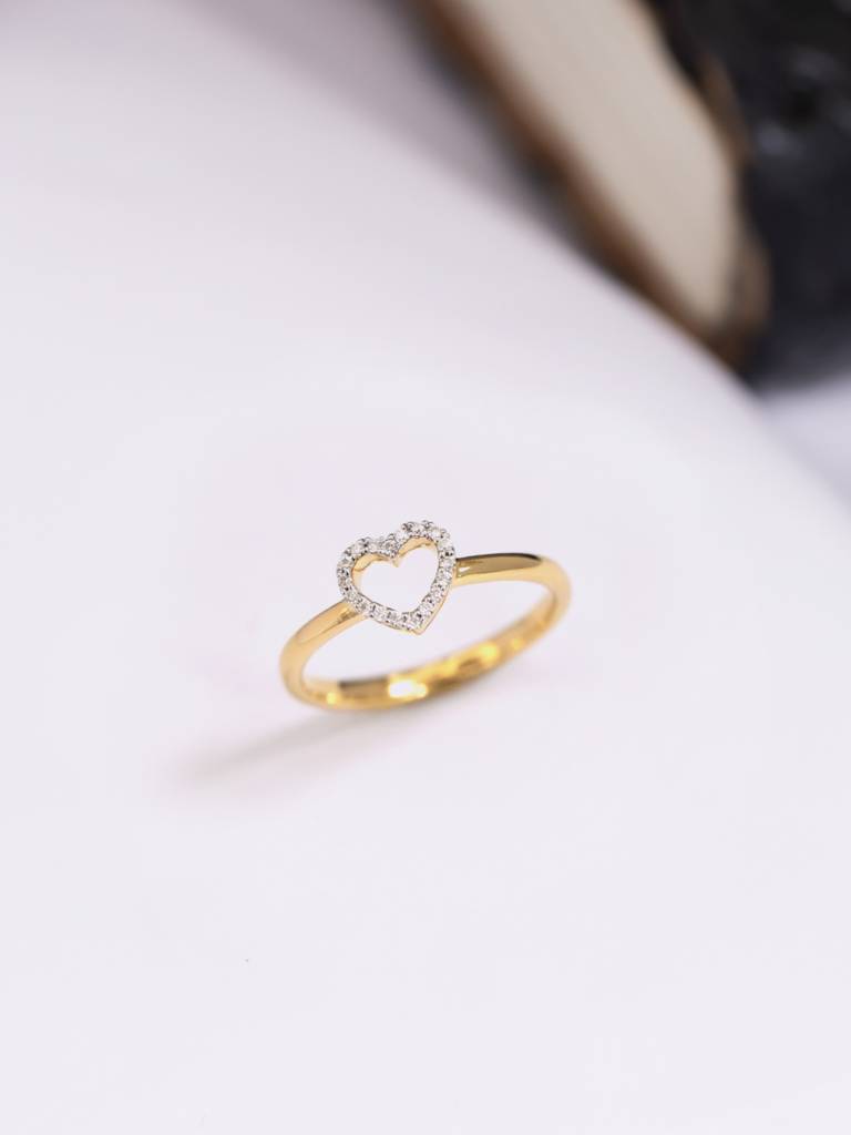 Open Heart Band Ring 925 Sterling Silver 18Kt Gold Vermeil Jewellery For Women : QA113003Y14