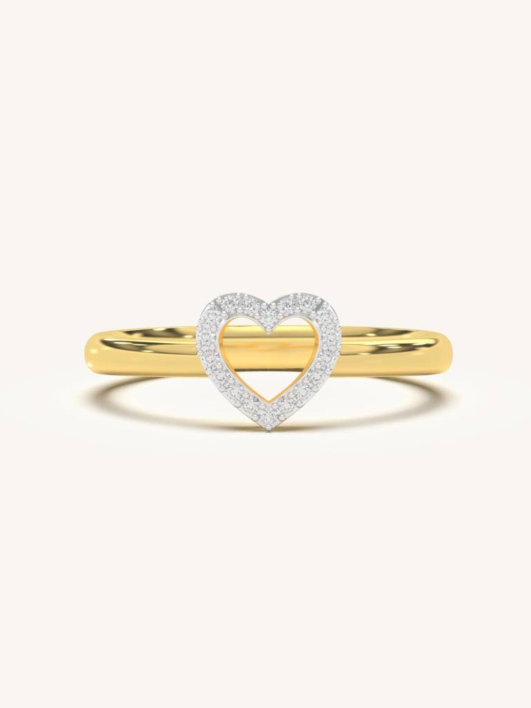 Open Heart Band Ring 925 Sterling Silver 18Kt Gold Vermeil Jewellery For Women : QA113003Y15