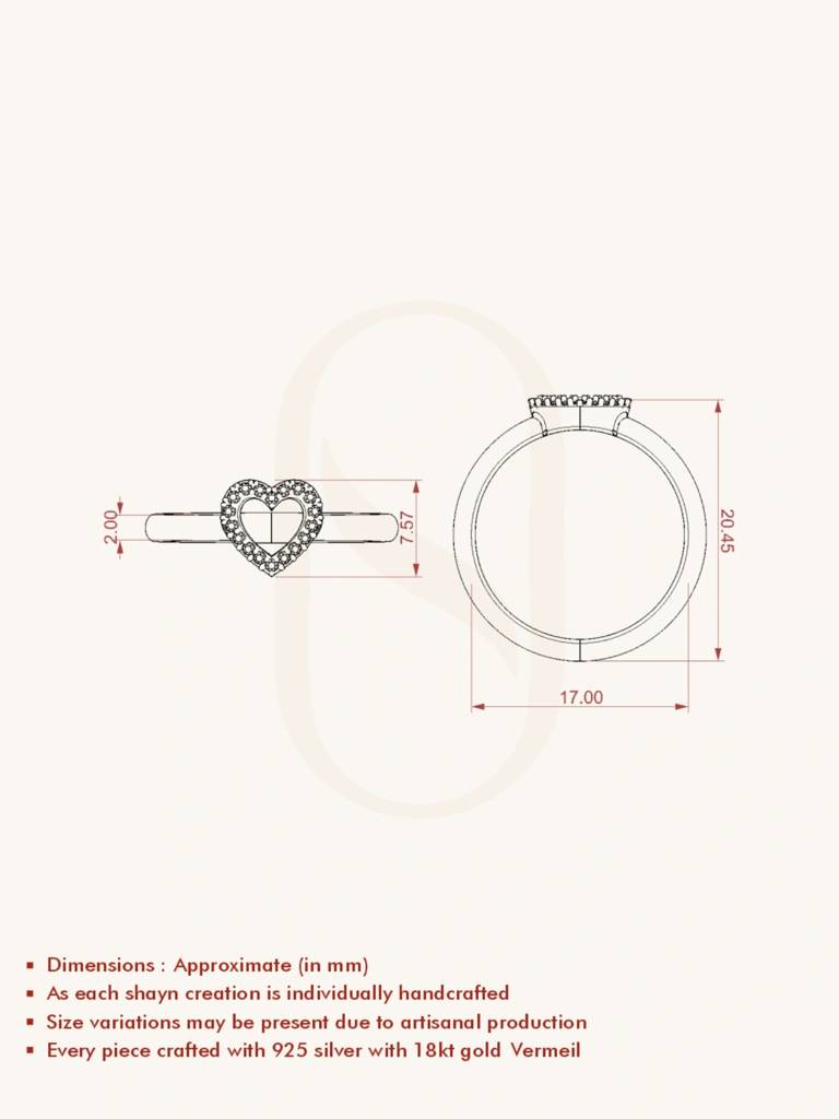 Open Heart Band Ring 925 Sterling Silver 18Kt Gold Vermeil Jewellery For Women : QA113003Y15