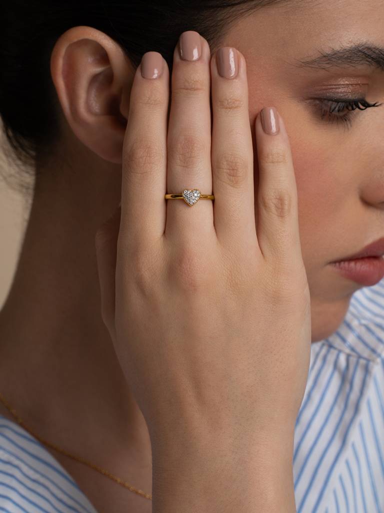 Full Sparkle Band Ring 925 Sterling Silver 18Kt Gold Vermeil Jewellery For Women : QA113006Y13