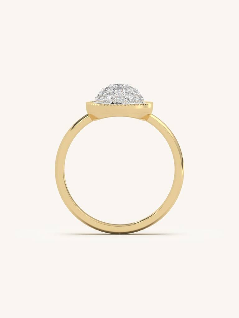 Textured Floral Band Ring 925 Sterling Silver 18Kt Gold Vermeil Jewellery For Women : QA114005Y13