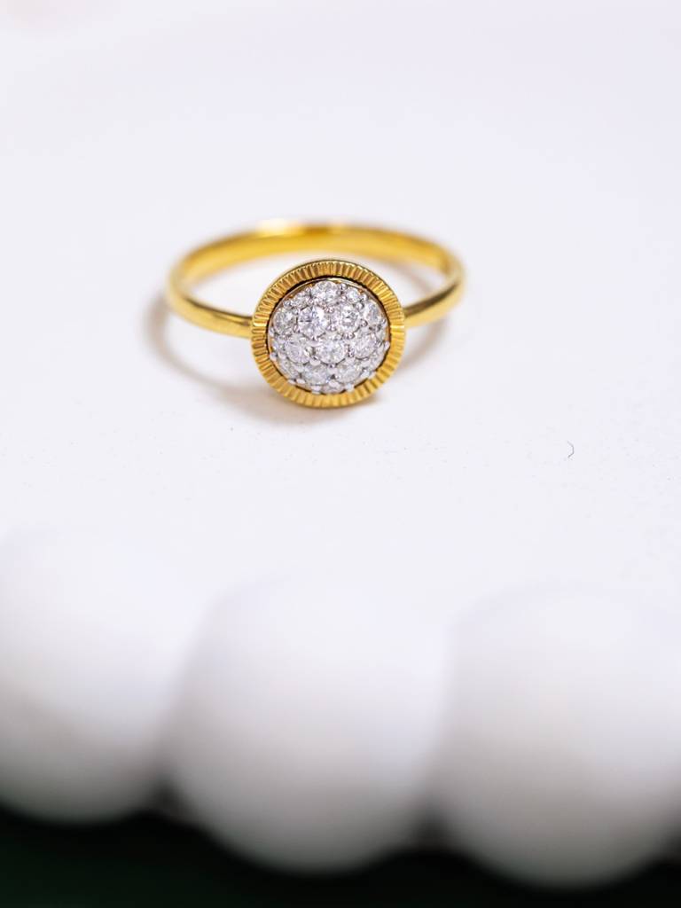 Textured Floral Band Ring 925 Sterling Silver 18Kt Gold Vermeil Jewellery For Women : QA114005Y14