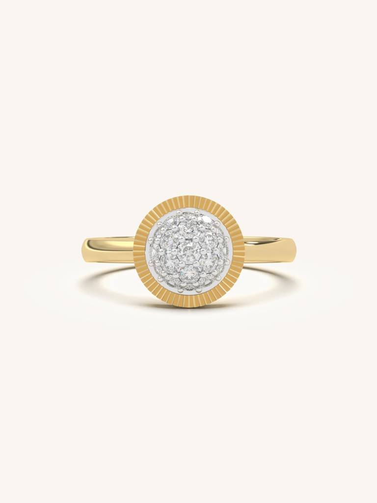 Textured Floral Band Ring 925 Sterling Silver 18Kt Gold Vermeil Jewellery For Women : QA114005Y15
