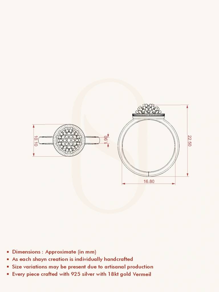Textured Floral Band Ring 925 Sterling Silver 18Kt Gold Vermeil Jewellery For Women : QA114005Y15