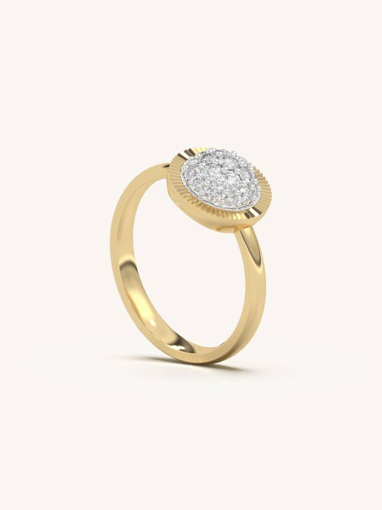Textured Floral Band Ring 925 Sterling Silver 18Kt Gold Vermeil Jewellery For Women : QA114005Y16