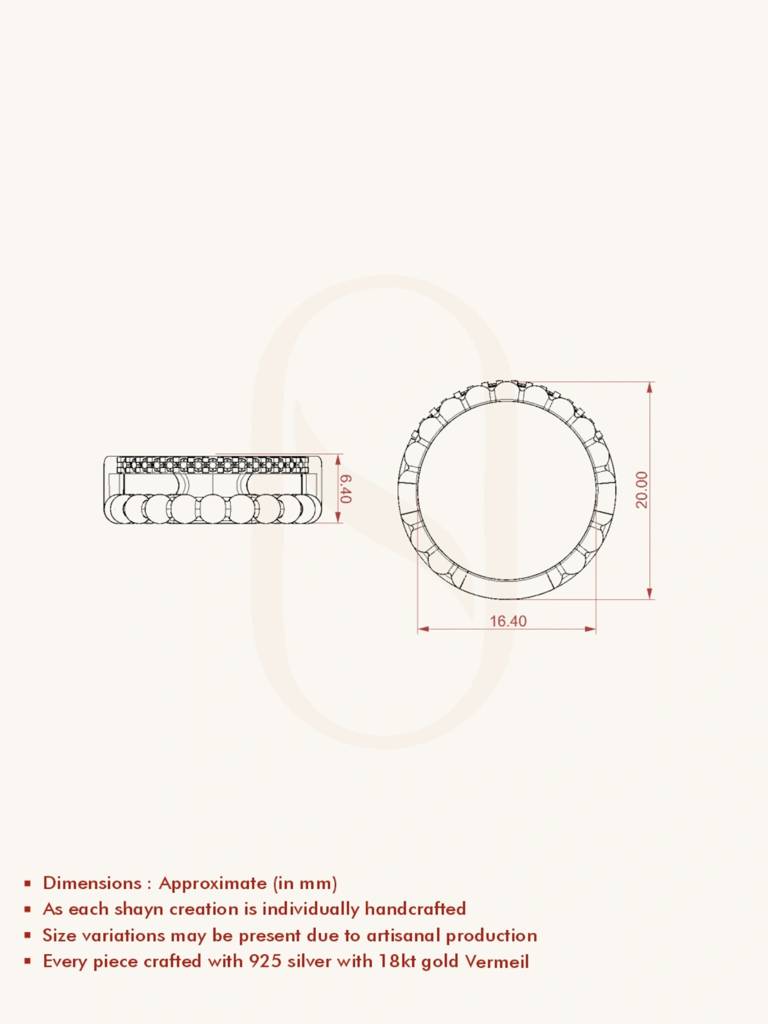 Dual Bead Band Ring 925 Sterling Silver 18Kt Gold Vermeil Jewellery For Women : QA114006Y13