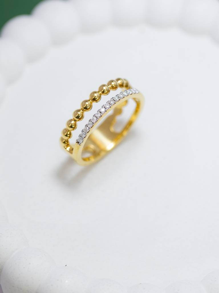 Dual Bead Band Ring 925 Sterling Silver 18Kt Gold Vermeil Jewellery For Women : QA114006Y14