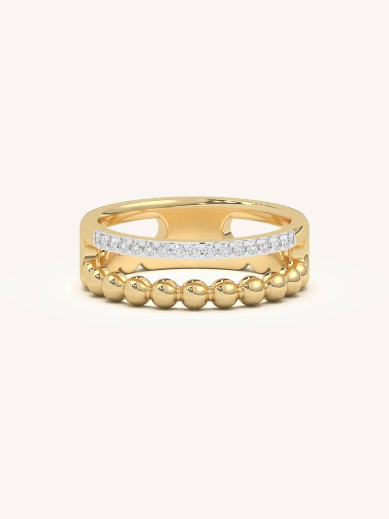 Dual Bead Band Ring 925 Sterling Silver 18Kt Gold Vermeil Jewellery For Women : QA114006Y15