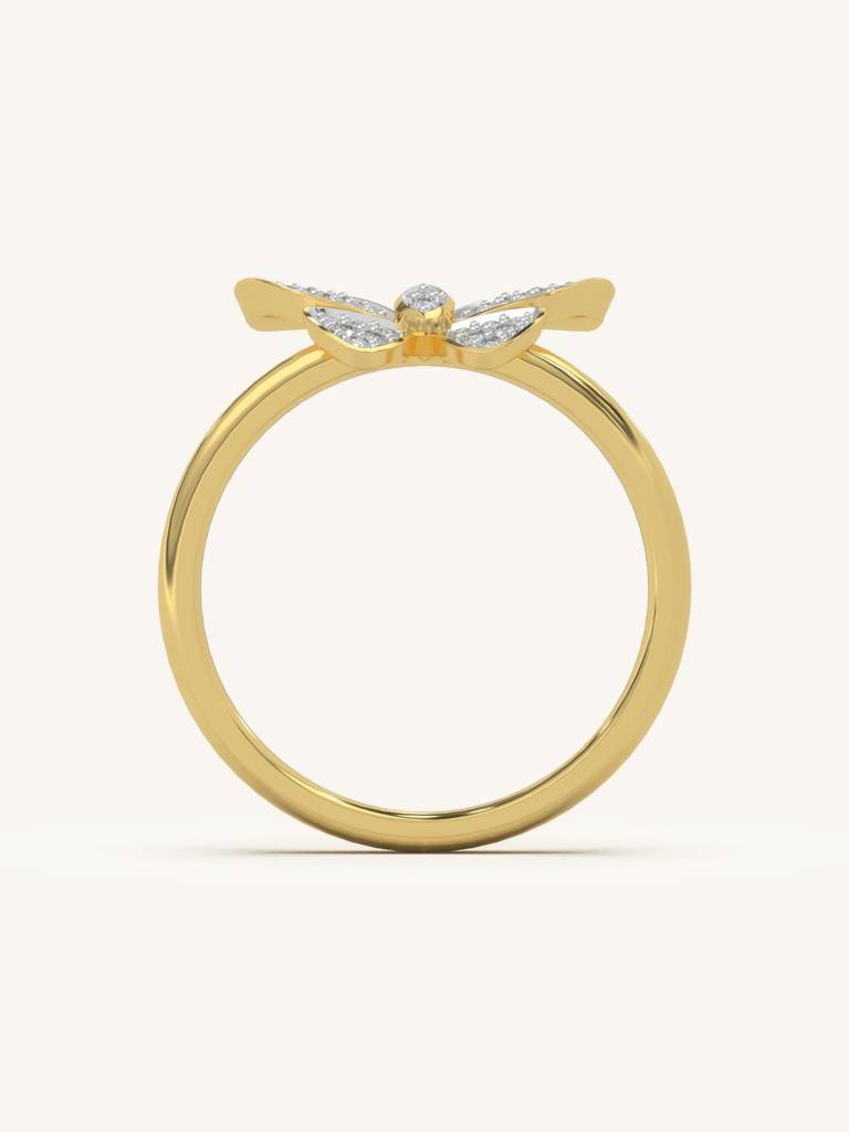 Classic Butterfly Band Ring 925 Sterling Silver 18Kt Gold Vermeil Jewellery For Women : QA115006Y12